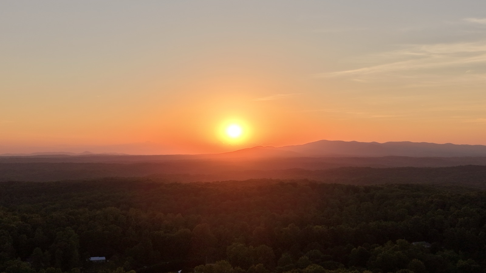 Sunset over a mountain ridge